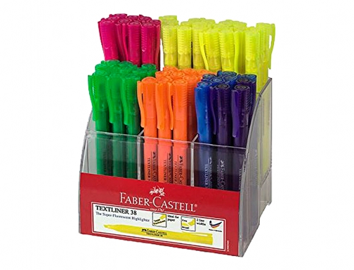 Rotulador faber fluorescente textliner 38 expositor 54 unidades colores surtidos Faber-Castell 158109, imagen 2 mini