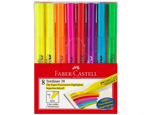 Rotulador faber fluorescente textliner 38 blister de 8 unidades colores surtidos Faber-Castell 158131, imagen 2 mini