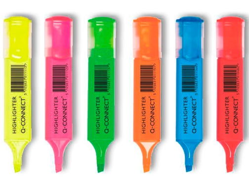 Rotulador Qconnect fluorescente punta biselada caja de 6 unidades colores surtidos KF01909, imagen 5 mini
