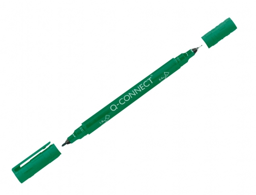 Rotulador Q-connect marcador permanente doble punta color verde 0,4 mm y 1 KF11346, imagen 3 mini