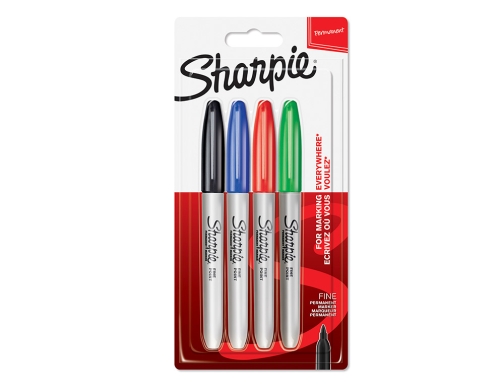 Rotulador Sharpie permanente fino blister 4 unidades colores estandar surtidos 1985858, imagen 2 mini