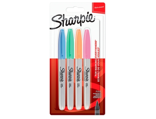 Rotulador Sharpie permanente fino blister 4 unidades colores pastel surtidos 2065402, imagen 2 mini