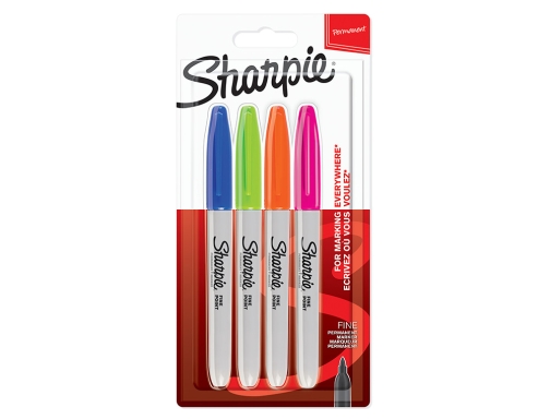 Rotulador Sharpie permanente fino blister 4 unidades colores fantasia surtidos 2065403, imagen 2 mini