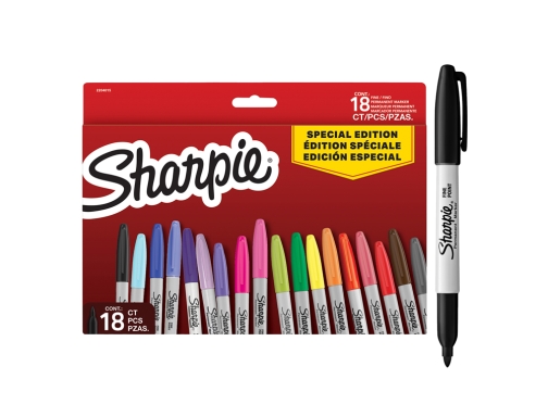 Rotulador Sharpie permanente fino pack vuelta al cole pez blister de 18 2204015 , surtidos, imagen 3 mini