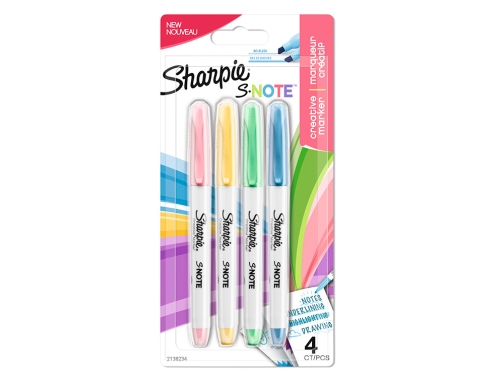 Rotulador Sharpie permanente s-note punta biselada trazo 1,2 3,87 mm blister 4 2138234 , surtidos, imagen 2 mini