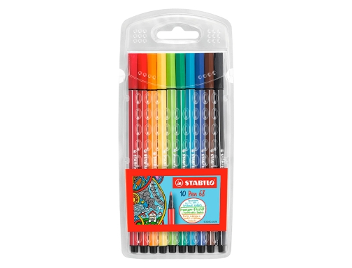 Rotulador Stabilo acuarelable pen 68 estuche carton de 10 unidades colores surtidos 6810-22, imagen 3 mini