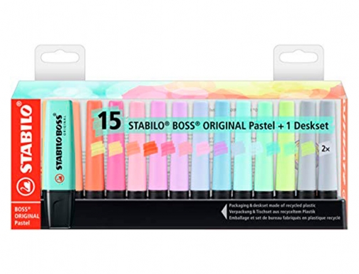 Rotulador Stabilo boss fluorescente 70 pastel deskset estuche de 15 unidades colores 7015-02-5 , surtidos, imagen 2 mini