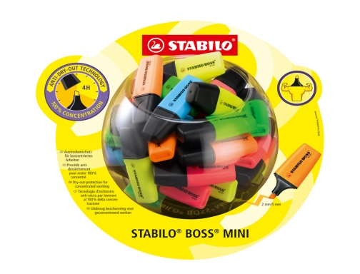 Rotulador Stabilo boss mini fluorescente expositor bombonera de 50 unidades colores surtidos 07 50-1, imagen 2 mini