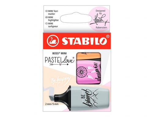 Rotulador Stabilo boss mini pastel love estuche de 3 unidades fucsia helado 07 03-59 , surtidos, imagen 2 mini