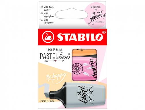 Rotulador Stabilo boss mini pastel love estuche de 3 unidades fucsia helado 07 03-59 , surtidos, imagen 3 mini