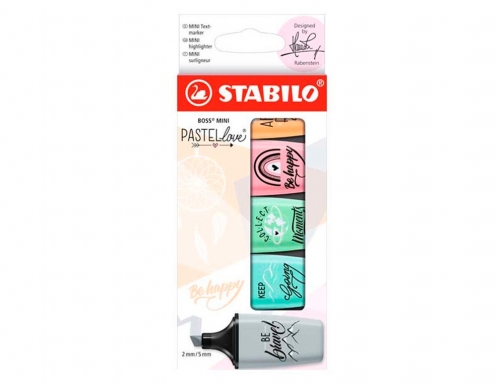 Rotulador Stabilo boss mini pastel love estuche de 5 unidades colores surtidos 07 05-29-10, imagen 2 mini