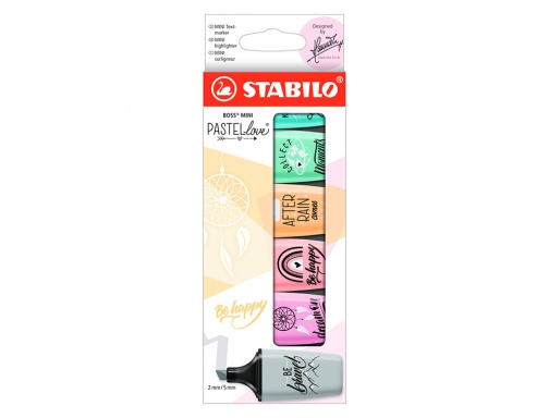 Rotulador Stabilo boss mini pastel love estuche de 6 unidades colores surtidos 07 06-29, imagen 3 mini