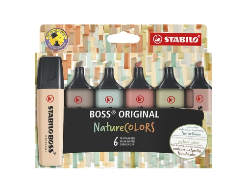 Rotulador Stabilo boss pastel fluorescente 70 nature colors estuche de 6 unidades 70 6-2-2 , surtidos, imagen 3 mini