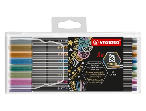 Rotulador Stabilo punta de fibra pen 68 metallic estuche plastico de 8 6808 8-11 , surtidos, imagen 2 mini