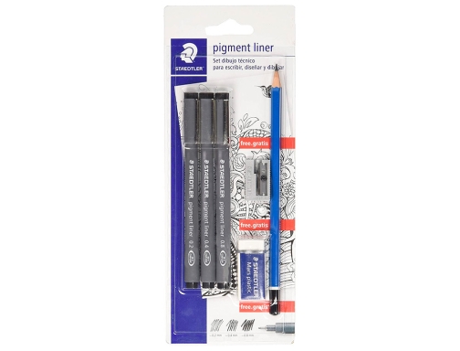 Rotulador Staedtler calibrado micrometrico 308 negro blister de 3 und + goma 308 SBK3P2, imagen 2 mini