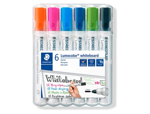 Rotulador Staedtler lumocolor 351 para pizarra blanca punta redonda 2 mm recargable 351 WP6-1 , surtidos, imagen 2 mini