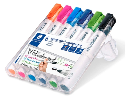 Rotulador Staedtler lumocolor 351 para pizarra blanca punta redonda 2 mm recargable 351 WP6-1 , surtidos, imagen 3 mini