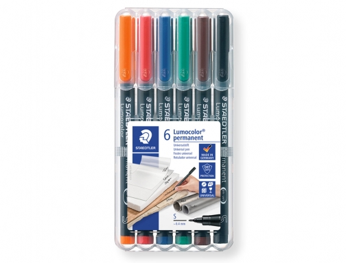 Rotulador Staedtler lumocolor retroproyeccion punta de fibra permanente 317 wp estuche 6 317 WP6 , 6 colores, imagen 2 mini