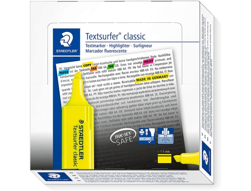 Rotulador Staedtler textsurfer classic 364 fluorescente amarillo 364-1, imagen 2 mini