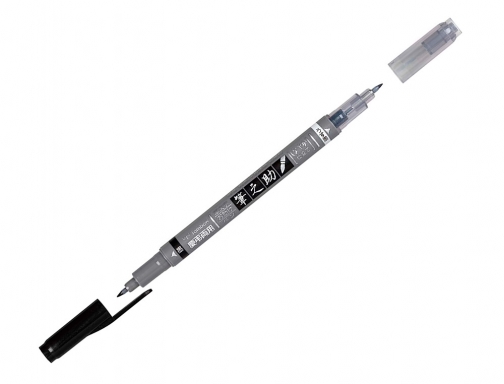 Rotulador Tombow fudenosuke tinta base de agua doble punta blanda color gris WS-TBS , negro, imagen 4 mini