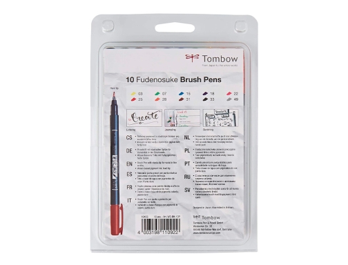 Rotulador Tombow fudenosuke tinta base de agua punta pincel dura estuche de WS-BH-10P , surtidos, imagen 5 mini