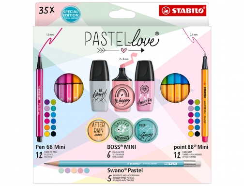 Set Stabilo pastel love mini world pen 68 point 88 boss swano 77 5-9-5 , surtidos, imagen 3 mini