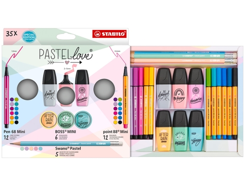 Set Stabilo pastel love mini world pen 68 point 88 boss swano 77 5-9-5 , surtidos, imagen 4 mini