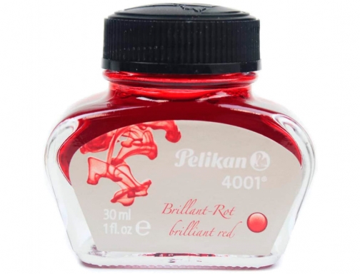 Tinta estilografica Pelikan 4001 rojo brillante bote 30 ml 301036, imagen 2 mini