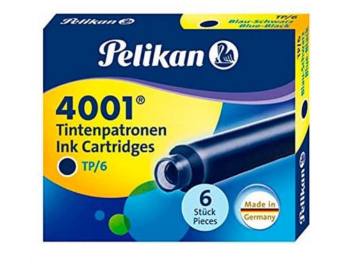 Tinta estilografica Pelikan tp6 azul negro caja de 6 cartuchos 301184, imagen 2 mini