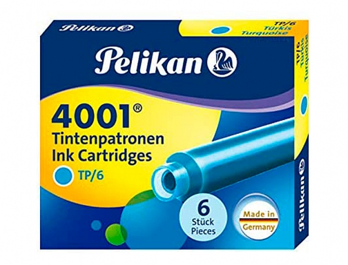 Tinta estilografica Pelikan tp6 turquesa caja de 6 cartuchos 301705, imagen 2 mini