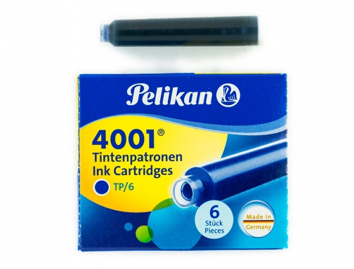 Tinta para plumas Pelikan azul real caja 6 cartuchos 301176, imagen 2 mini