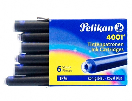 Tinta para plumas Pelikan azul real caja 6 cartuchos 301176, imagen 4 mini