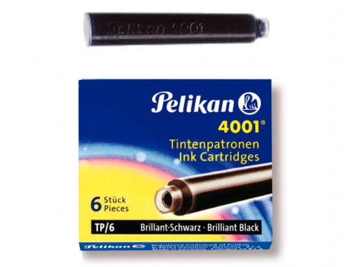 Tinta para plumas Pelikan negra caja 6 cartuchos 301218 , negro, imagen 2 mini