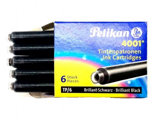 Tinta para plumas Pelikan negra caja 6 cartuchos 301218 , negro, imagen 4 mini