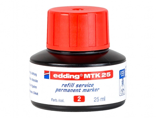 Tinta rotulador Edding mtk25 con sistema capilar color rojo frasco de 25 MTK-25-02, imagen 2 mini
