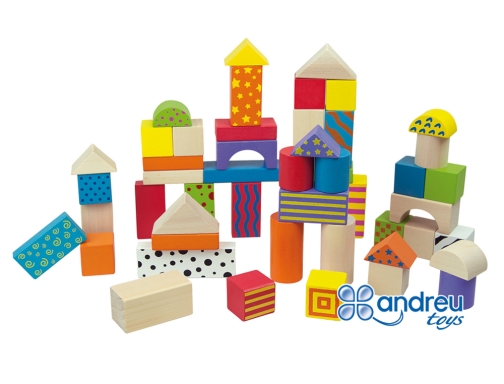 Juego andreutoys construccion bloques madera 50 piezas 18x18 cm Ambitoys 16351, imagen 2 mini