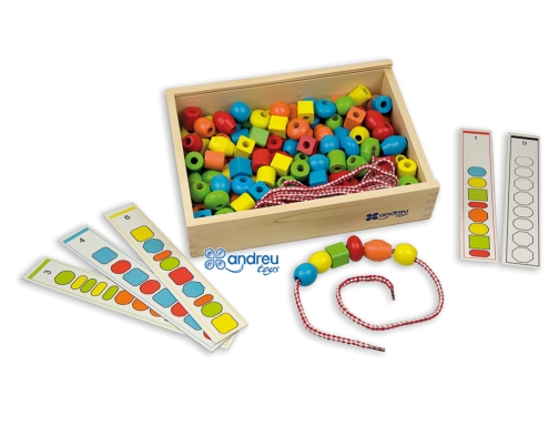 Juego Andreutoys formas para ensartar + 10 cordones + 10 plantillas caja 16233, imagen 2 mini