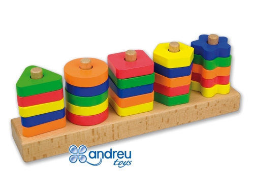 Juego Andreutoys manipulacion 25 piezas geometricas + 12 plantillas doble cara 32,8x19,2x7,1 16293A, imagen 2 mini