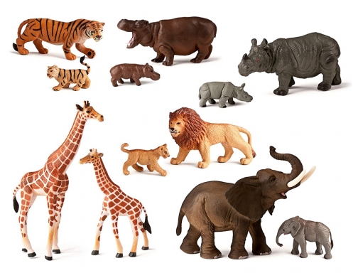 Juego Miniland animales selva con crias 12 figuras 25137, imagen 2 mini