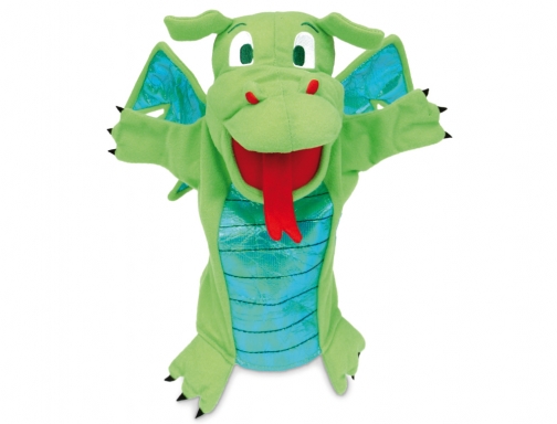 Marioneta Fiesta crafts de tela para mano y dedos dragon verde 17x33 XFC-T2186, imagen 2 mini