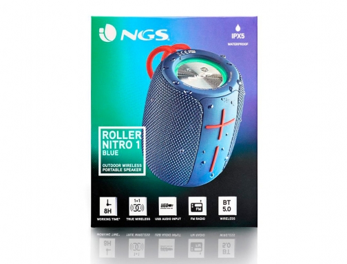 Altavoz Ngs portatil roller nitro 1 blue 10w bluetooth luces rgb radio ROLLERNITRO1BLUE , azul, imagen 4 mini