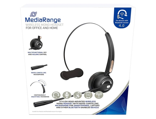 Auricular Mediarange monoaural diadema inalambrico bluetooth con microfono MROS305, imagen 5 mini