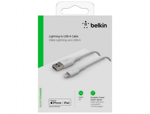 Cable Belkin CAA001BT1MWH lightning a usb-a boost charge longitud 1 m color, imagen 4 mini