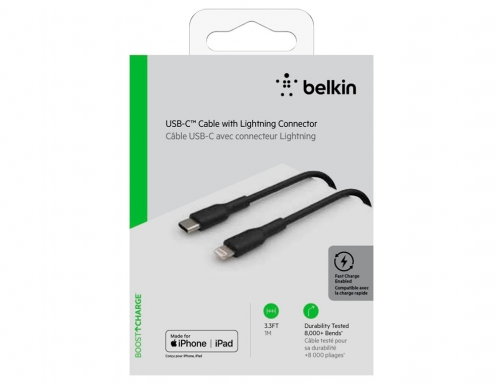 Cable Belkin CAA003BT1MBK usb-c a lightning boost charge longitud 1 m color, imagen 4 mini