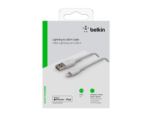 Cable lightning Belkin CAA001BT2MWH a usb-a boost charge longitud 2 m color, imagen 4 mini