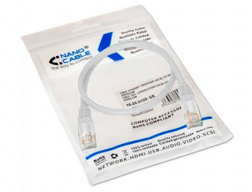 Cable red Nanocable latiguillo rj45 categoria 5e utp awg24 color gris longitud 10.20.0101, imagen 5 mini
