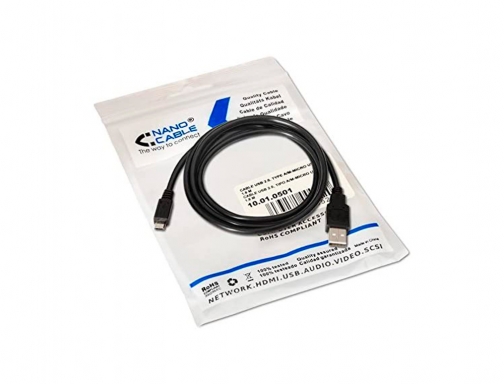 Cable usb Nanocable 2.0 tipo a m-micro usb b m color negro 10.01.0501, imagen 5 mini