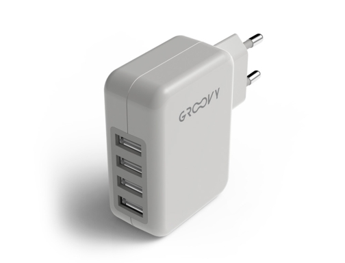 Cargador de pared Groovy 2 usb + 2 usb-c 4.8a color blanco GR-SCH-2+2X4.8A-C01, imagen 4 mini