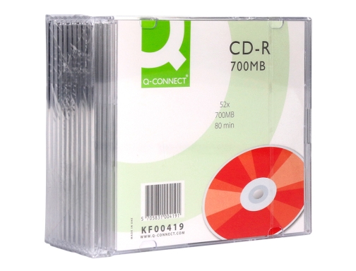 Cd-r Q-connect capacidad 700mb duracion 80min velocidad 52x caja slim KF00419, imagen 3 mini