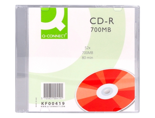 Cd-r Q-connect capacidad 700mb duracion 80min velocidad 52x caja slim KF00419, imagen 4 mini